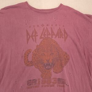Def Leppard Band Graphic Short Sleeve T Shirt Womens Size Extra Large XL Pink